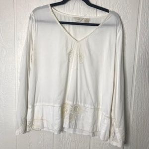 J.JILL EMB DETAILS IVORY COTTON BLOUSE SZ. XL